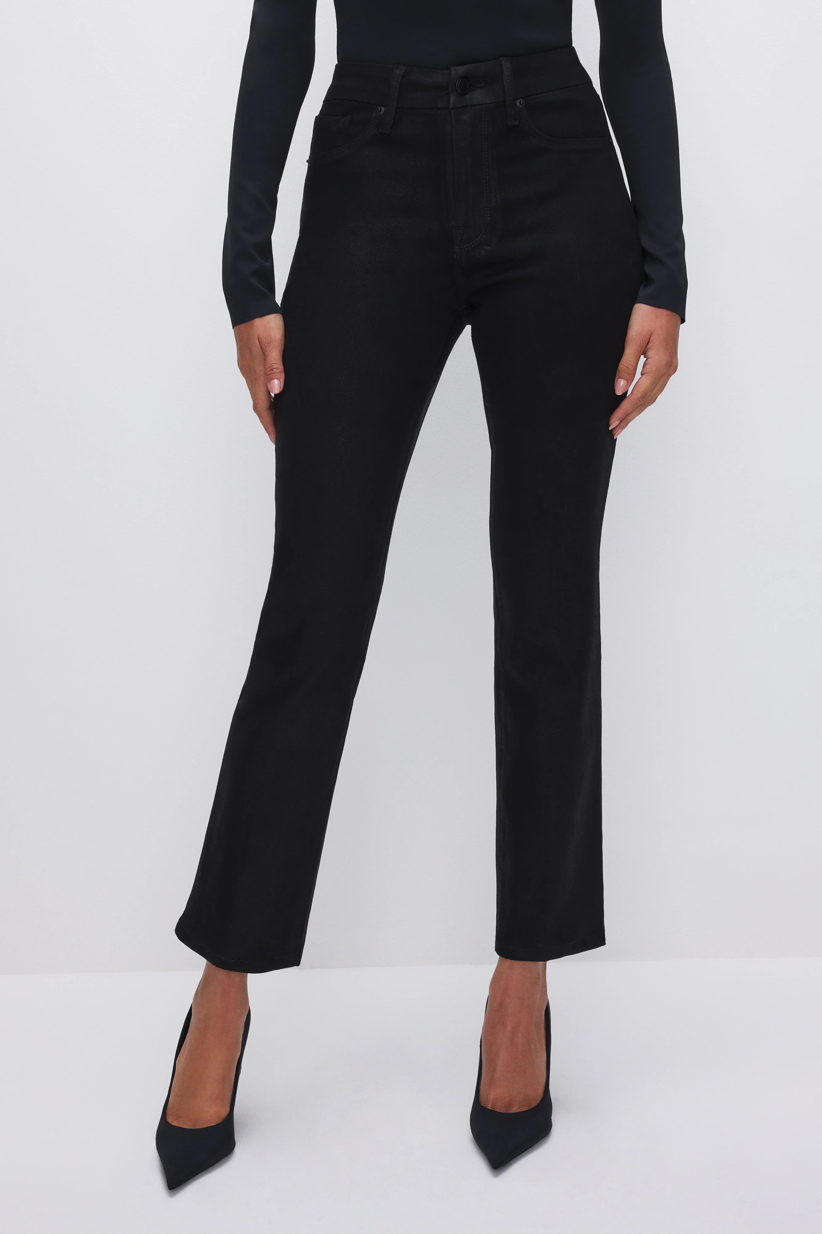 GOOD LEGS COATED STRAIGHT JEANS | Good American