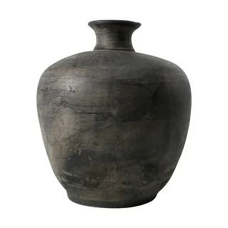 Lily's Living Earthy Gray Short Neck Pottery Vase, 12 Inch Tall - Black - 12 Inch Tall | Bed Bath & Beyond