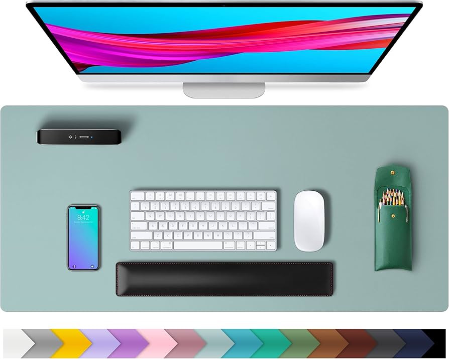 Leather Desk Pad Protector,Mouse Pad,Office Desk Mat, Non-Slip PU Leather Desk Blotter,Laptop Des... | Amazon (US)