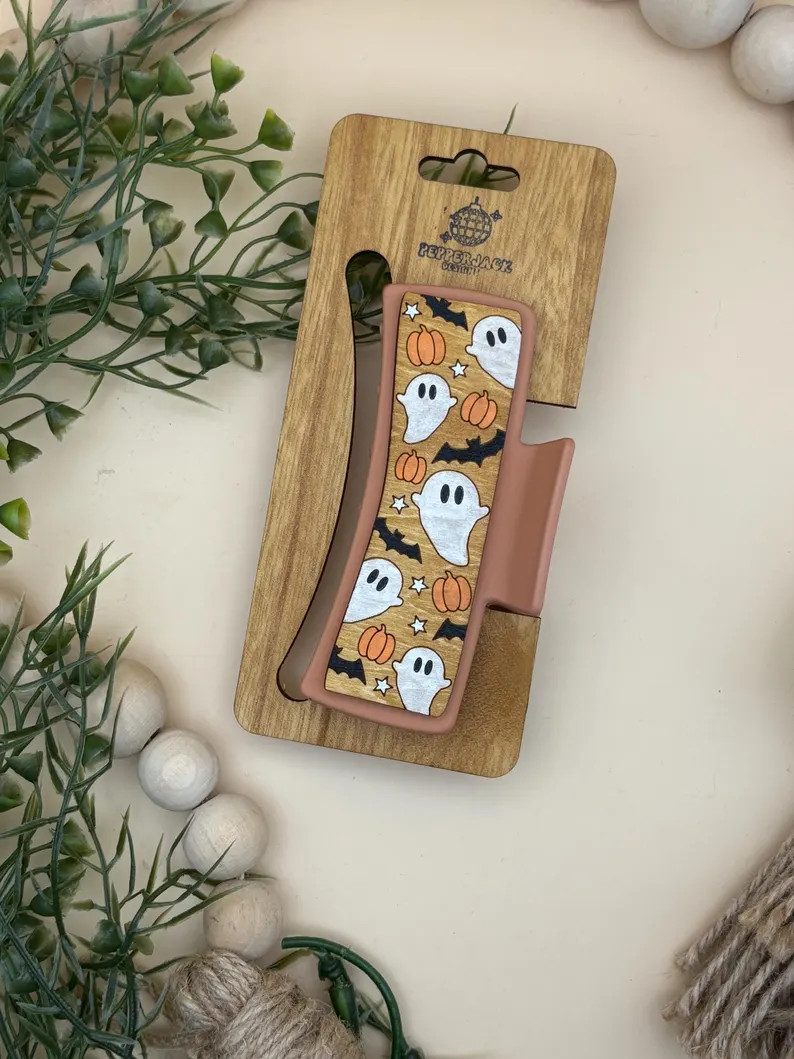 Halloween Hair Claw Clip: Ghosts, Bats & Pumpkins - Spooky Season Accessory - Etsy | Etsy (US)