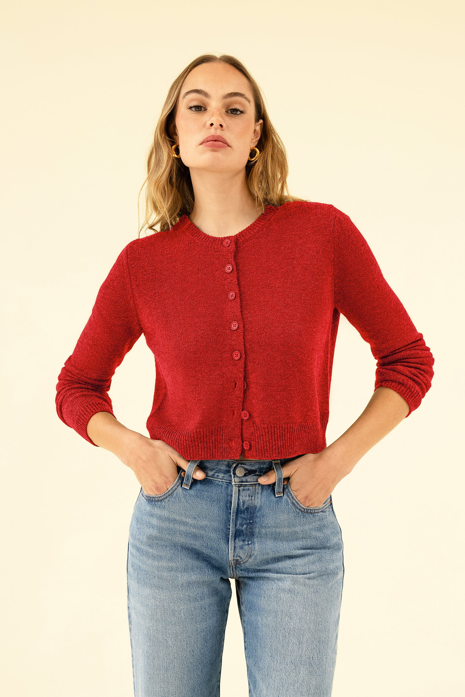 CHARLOTTE CASHMERE CARDIGAN - ROUGE | Sisterhood