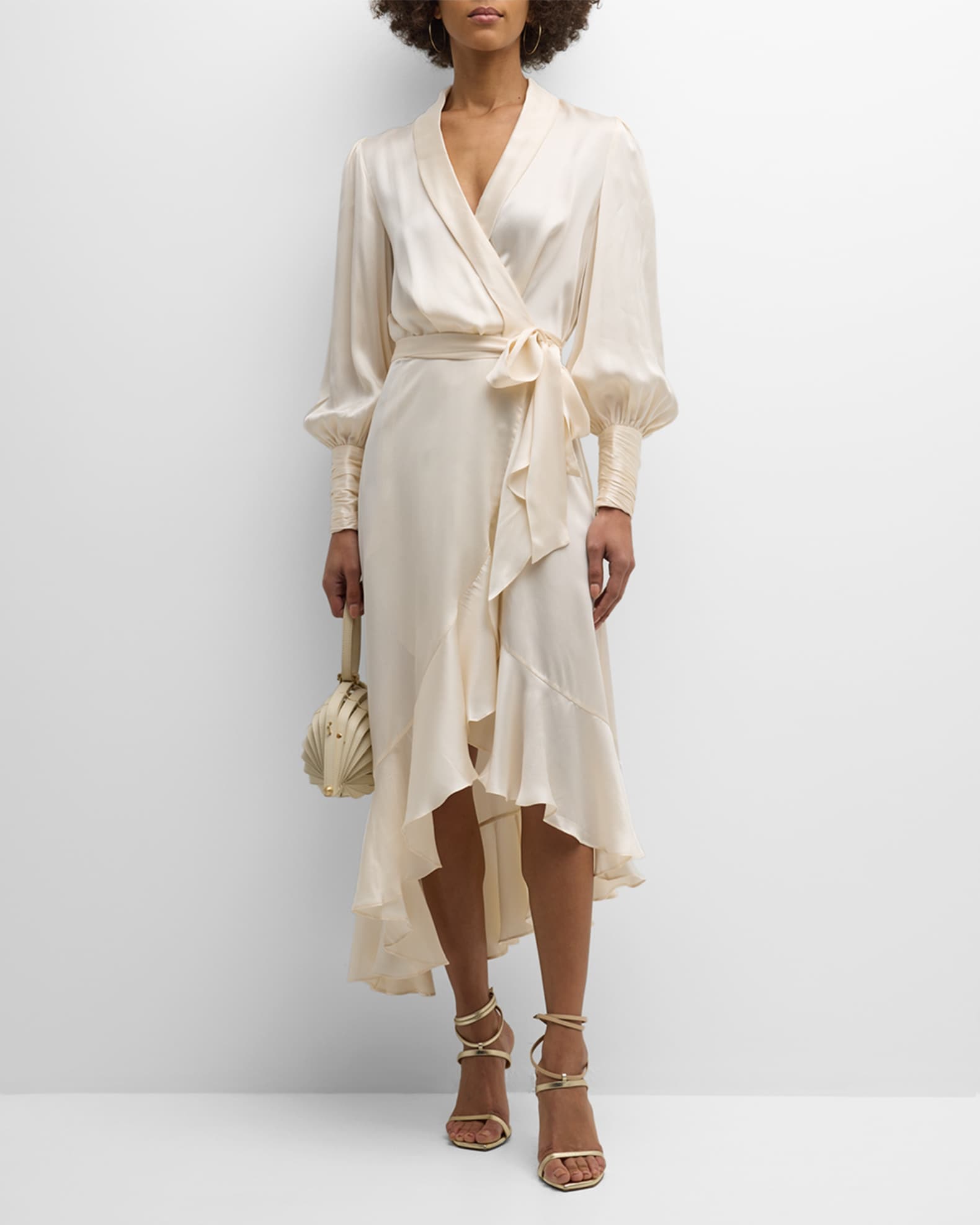 Silk Wrap Midi Dress | Neiman Marcus