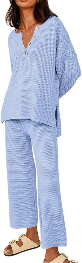 LILLUSORY Trendy 2 Piece Outfits Oversized Slouchy 2022 Winter Matching Lounge Sets Cozy Knit Lou... | Amazon (US)