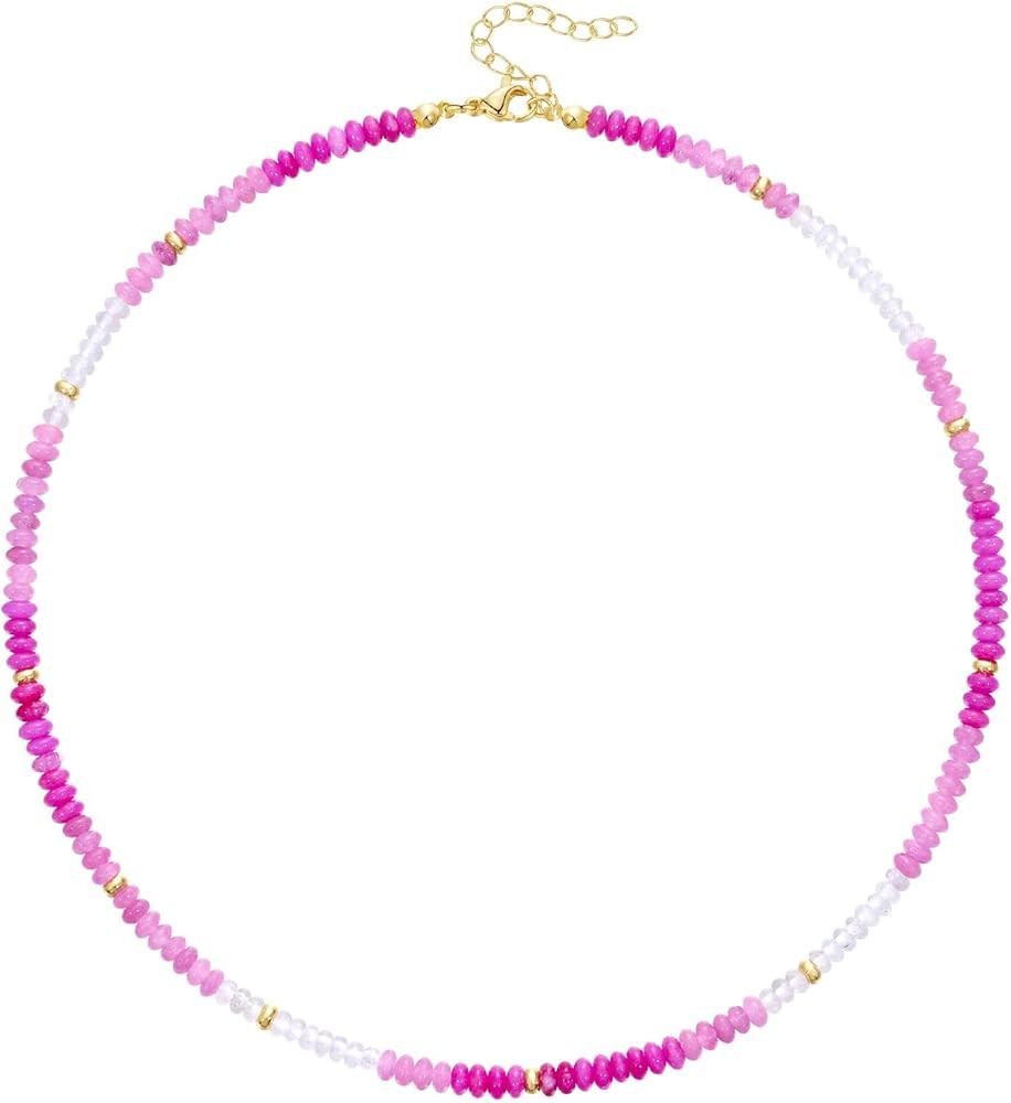 KELORIS PATH Beaded Necklace for Women, Colorful Gemstone Boho Bead Choker for Beach, Trendy Summ... | Amazon (US)