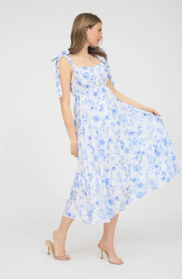 Shoulder Tie Floral Midi Dress | Nordstrom Rack