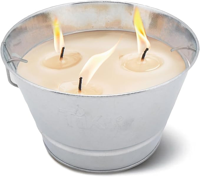 TIKI Citronella Candle 28-Ounce – Triple Wick Metal Bucket with Lid (Silver) – Long-Lasting O... | Amazon (US)