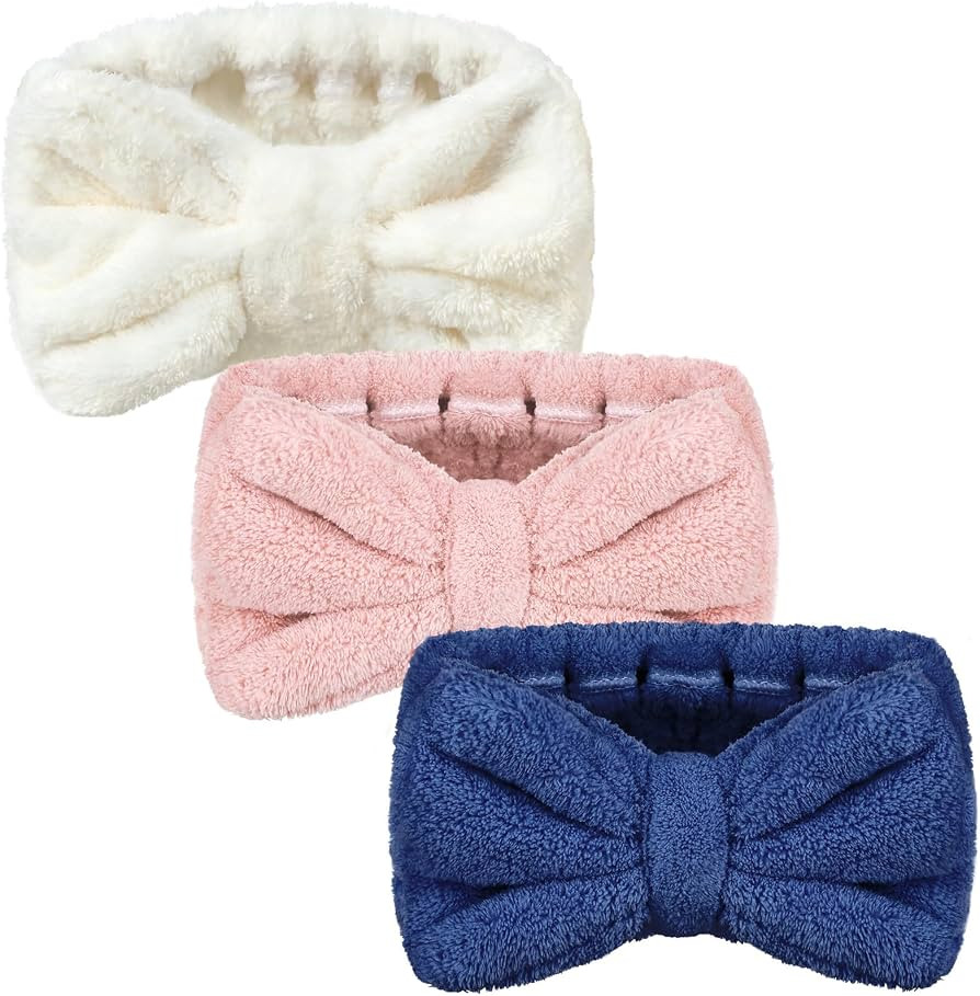 Hicarer 3 Pieces Hair Headband to Wash Face for Makeup Spa, Microfiber Bowtie Shower Headband for... | Amazon (US)