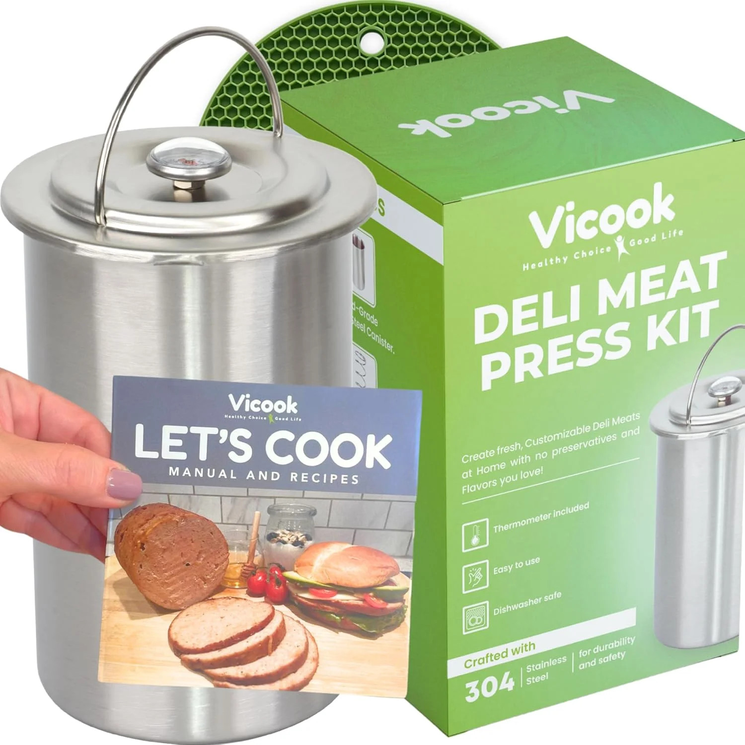 Deli Meat Press Kit - Stainless Steel Lunch Meat Press Mold for Deli Meats, with Thermometer Manu... | Walmart (US)