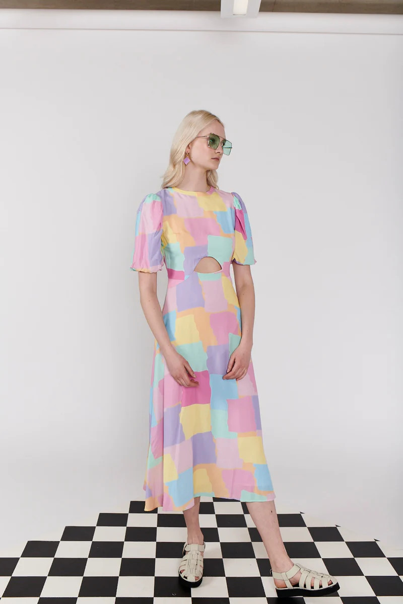 Charlie Pastel Scribble Midi Dress SAMPLE | Olivia Rubin