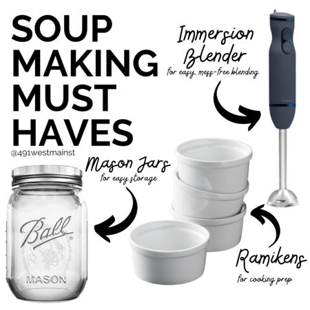 Making and prepping soup must haves in the kitchen. Immersion blender, mason jars, and Ramikens are my top must haves!

#LTKhome #LTKfamily