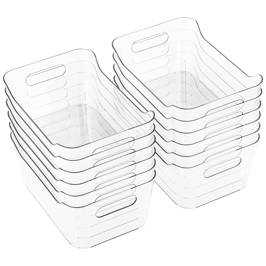 12 Pack Plastic Storage Bins, Multi-Use Organizer Bins, Pantry Organizer, Clear Storage Container... | Amazon (CA)