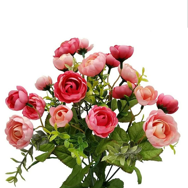 Mainstays 17in Artificial Floral Bush, Mini Ranunculus Flower, Coral Color | Walmart (US)