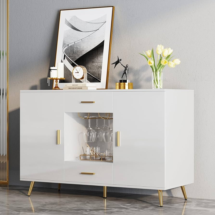 YITAHOME Sideboard Buffet, Buffet Cabinet Storage Credenza w/Adjustable Shelf, Wine Glass Holder,... | Amazon (US)