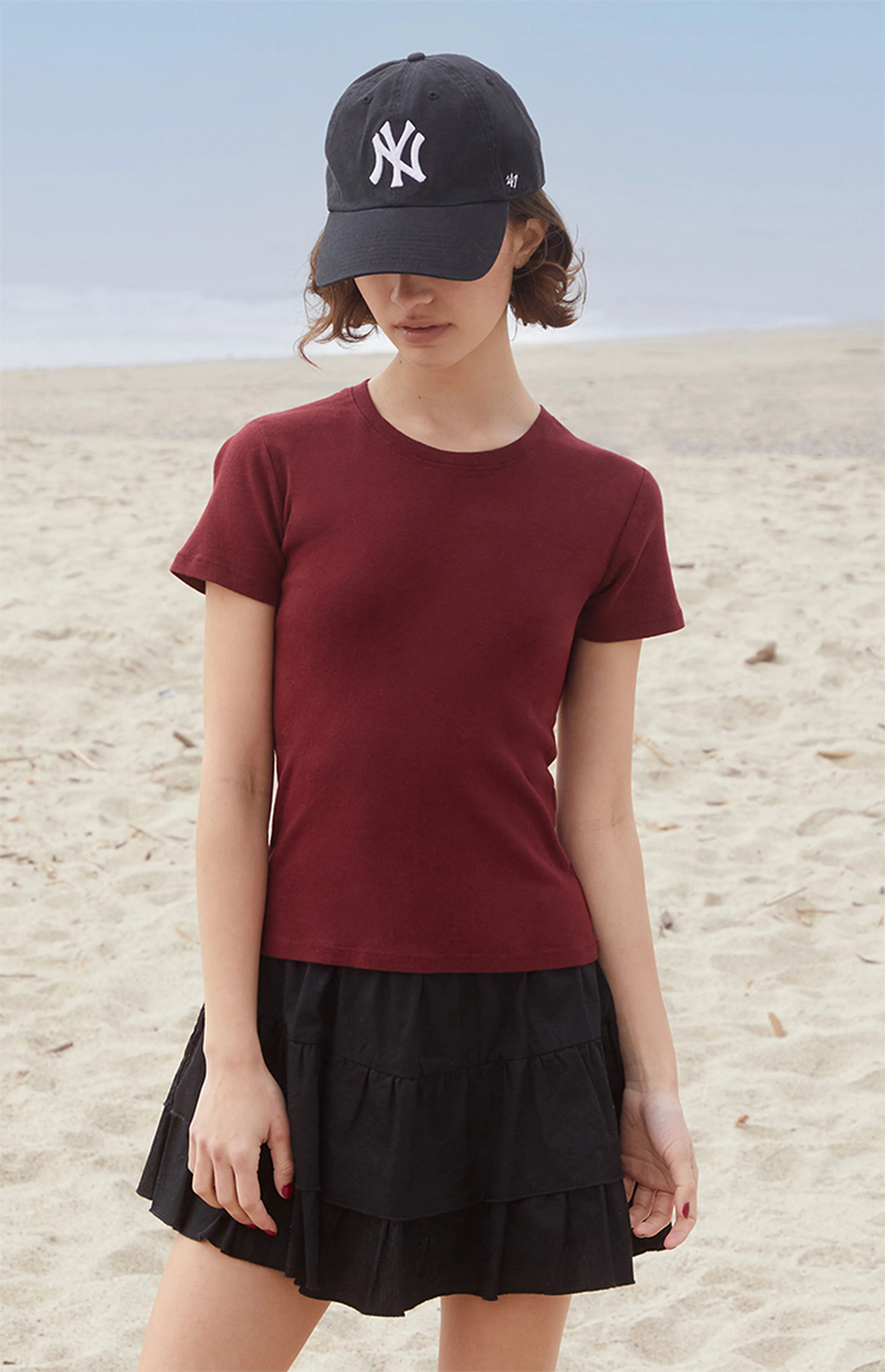 John Galt Burgundy Jasmine T-Shirt | PacSun
