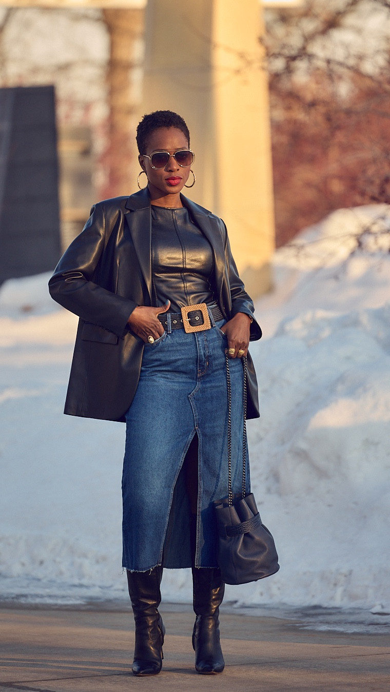 Smooth skin for the win💃🏾#LeatherWeather #OOTDLook #WinterStyle 
.
.
.
.
.
.
.
.
.
.
Leather outfit ideas, Winter style, Minneapolis fashion blogger, Farotelle, neutral outfits, coat season, mom style, classic outfits, midsize style, layered outfits, monochrome style, denim outfits, fashion over 40, business casual, workwear looks

#LTKOver40 #LTKWorkwear #LTKStyleTip
