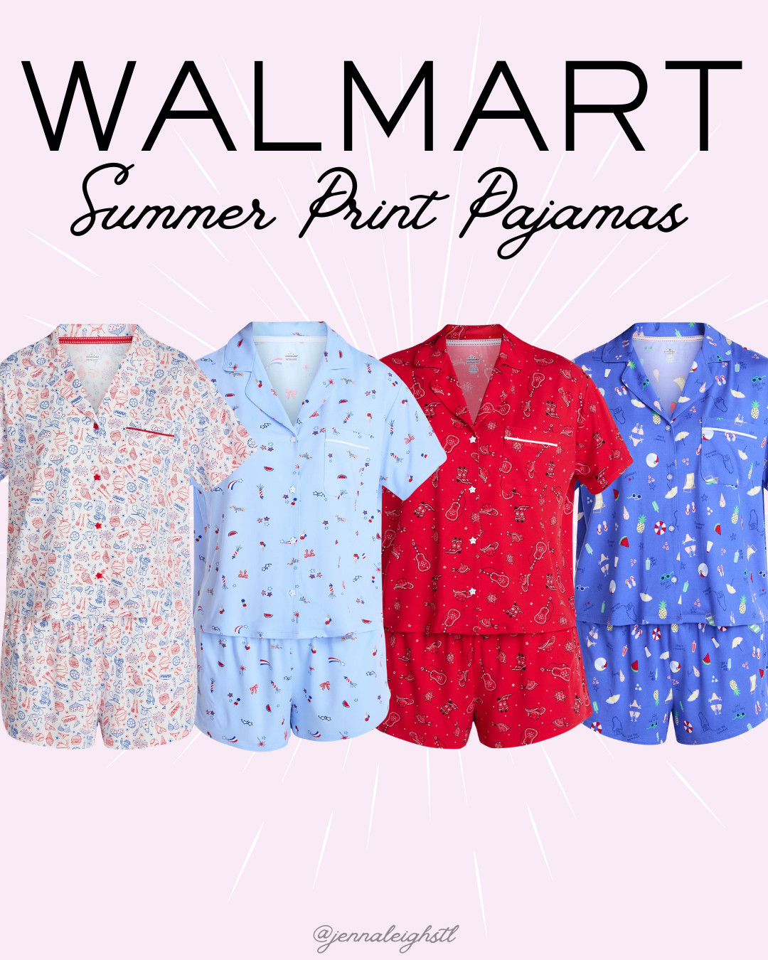 Walmart find, these Way to Celebrate shorty notch pajama sets come in the cutest fun summer prints. Lightweight, comfy, and perfect for warm nights. 

 #LTKselfcare #LTKMidsize