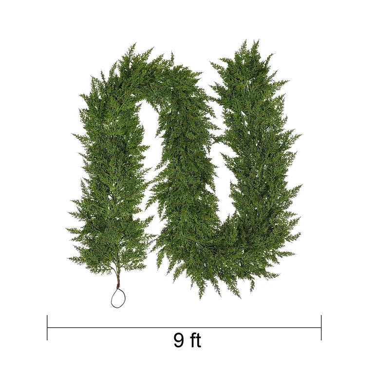 My Texas House Natural Feel Cedar Unlit Artificial Christmas Garland, Green, 9' | Walmart (US)