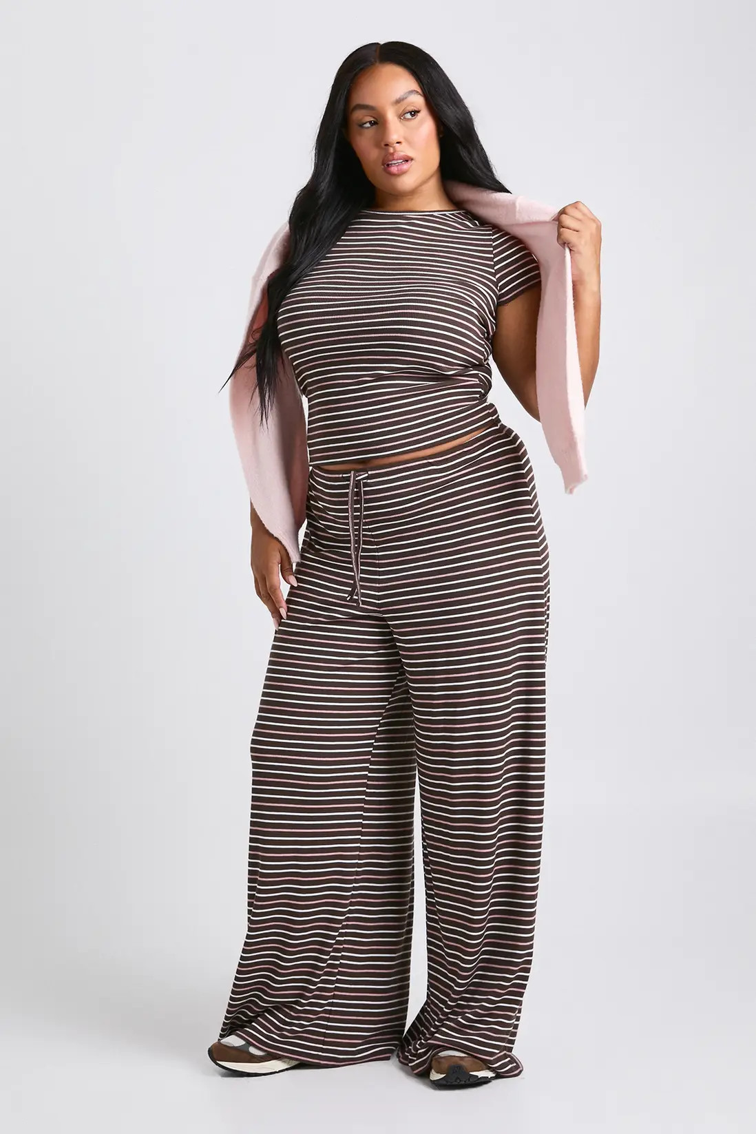 Chocolate Plus Stripe Baby Tee | Boohoo USA | boohoo (US & Canada)