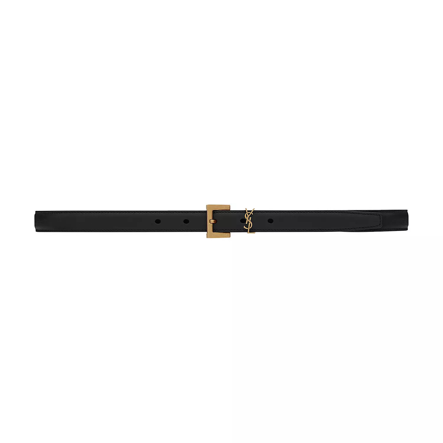 Narrow Monogram Square Buckle Leather Belt | Brown Thomas (IE)