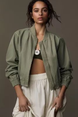 Pilcro Canvas Cropped Bomber Jacket | Anthropologie (US)