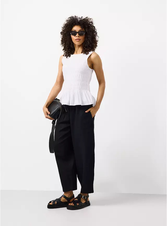 Buy White Linen Barrel Leg Trousers 22 | Linen | Tu | Tu Clothing