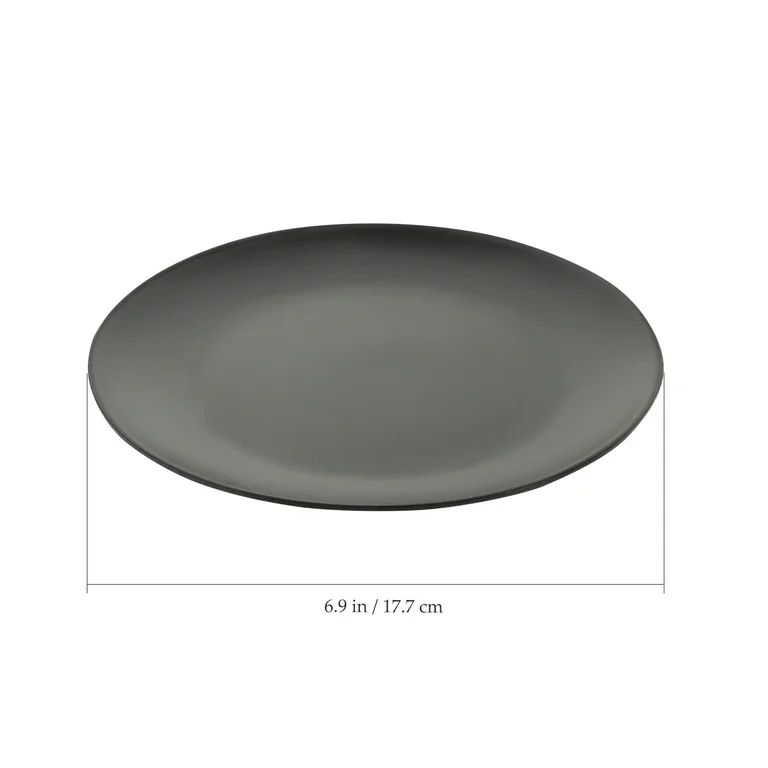 4 pcs Black Melamine Plate Round Melamine Dishes Flat Bottom Melamine Plates | Walmart (US)