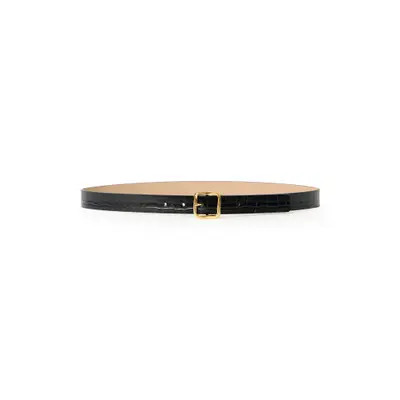 B-Low the Belt Ellie Croco Embossed Leathe Belt in Chocolate Gold at Nordstrom, Size X-Small | Nordstrom