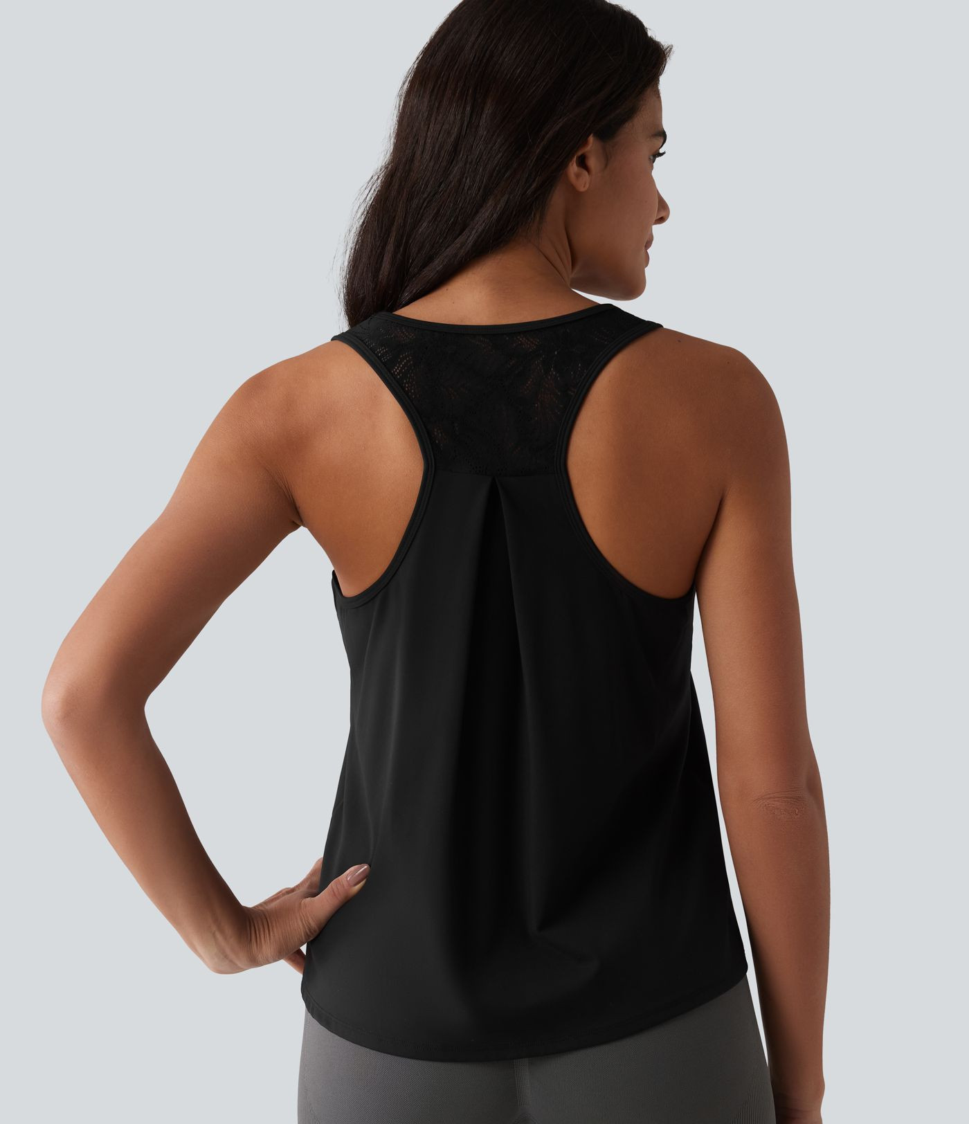 Women\u2019s SoftlyZero\u2122 Airy Racerback Contrast Lace Cool Touch Workout Tank Top-UPF50+ - H... | HALARA