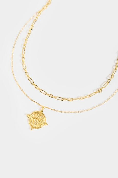 Blake Coin Pendant Layered Necklace - Gold | Francesca’s Collections