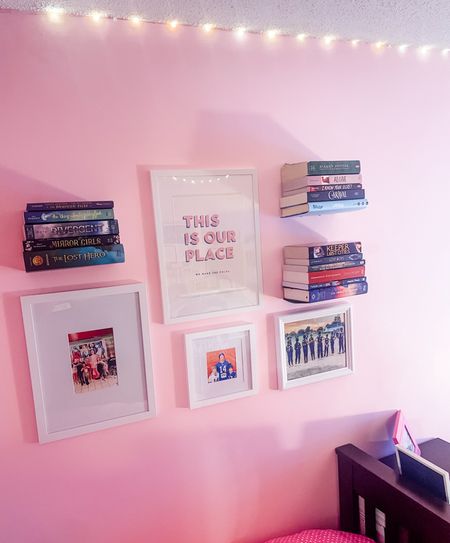 Tween bedroom decor-floating bookshelves, Taylor Swift prints, and picture frames 

#LTKkids #LTKhome #LTKfamily