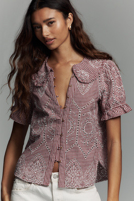 The Keira Gingham Blouse by Pilcro | Anthropologie (US)