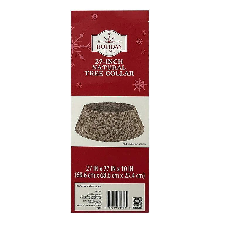 Natural Woven Seagrass Christmas Tree Collar, Brown, 27", by Holiday Time | Walmart (US)