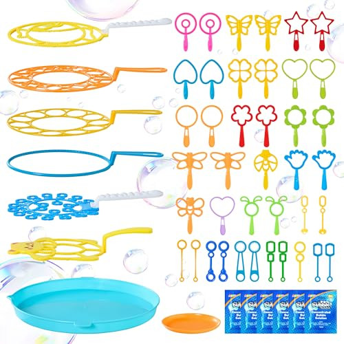 JOYIN Big Bubble Wands Set, 48 Pcs Giant Bubble Maker with Tray Bulk for Kids Adults Gifts, Summer Outside Toys, Easter Basket Stuffers, Birthday Party Favors | Amazon (US)