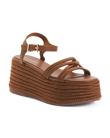 Women's Braided Wedge Platform Sandals With Leather Detail | TJ Maxx