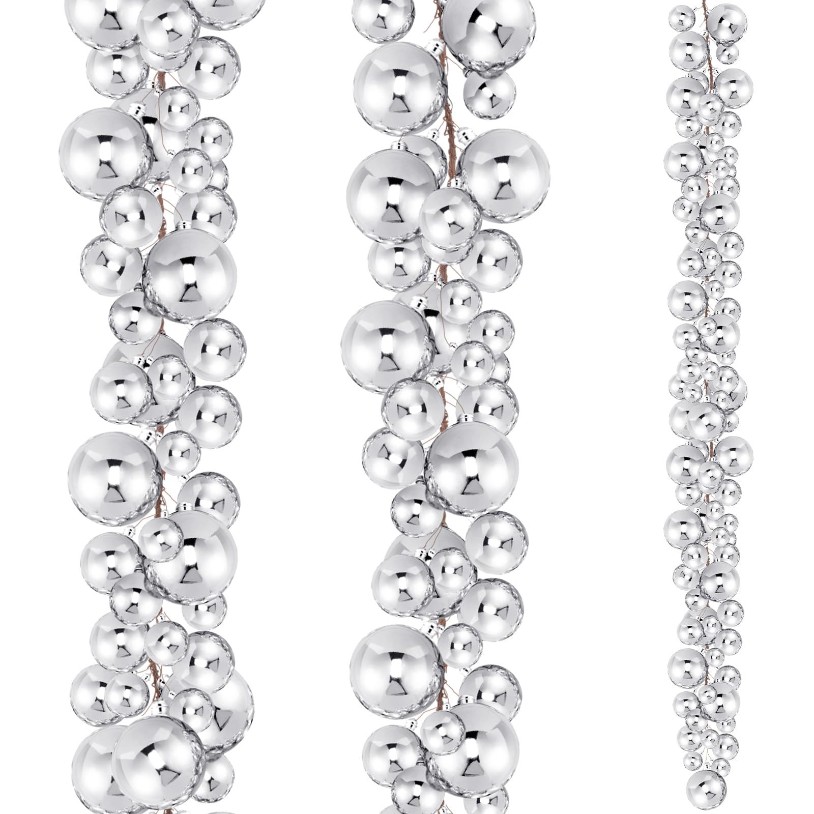2 Pcs Christmas Ball Garland 6 ft Ball Ornaments Christmas Bulb Garland Xmas Tree Bauble Decorati... | Amazon (US)