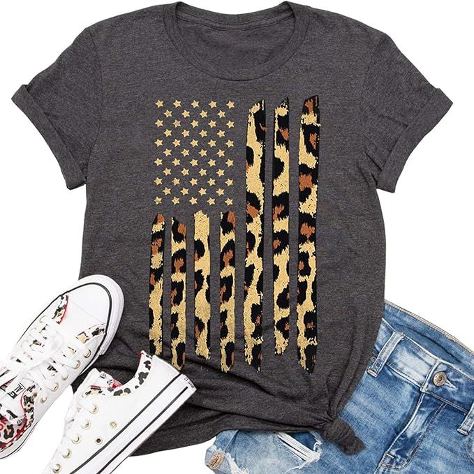 Beopjesk Womens American Flag T-Shirt Cute July 4th Independence Day Patriotic Graphic Tees Tops | Amazon (US)
