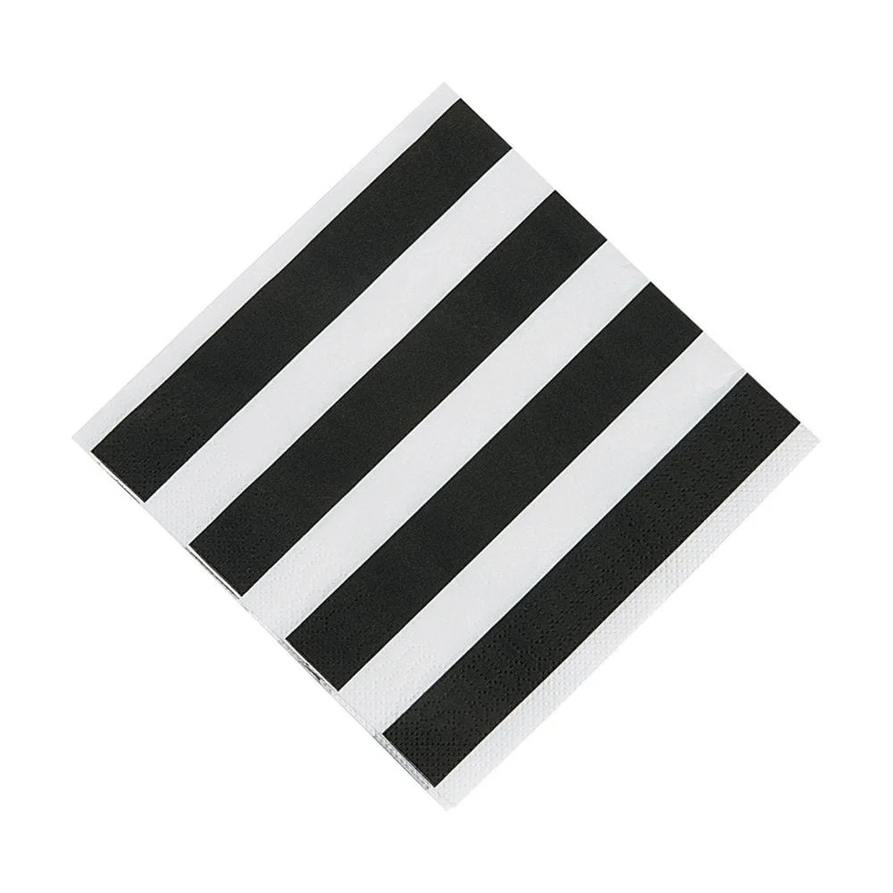 Black & White Striped Lunch Napkins 50Pc - Party Supplies - 50 Pieces | Walmart (US)