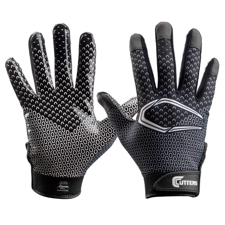 Cutters Game Day Football Receiver Gloves w/Silicone Grip Black, Y S/M | Walmart (US)