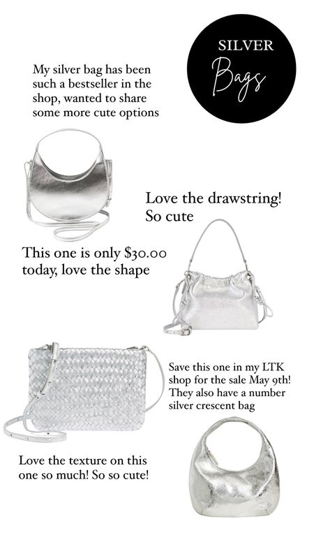 Sharing some cute silver bags for summer outfits ❤️❤️❤️

#LTKfindsunder50 #LTKsalealert #LTKSeasonal