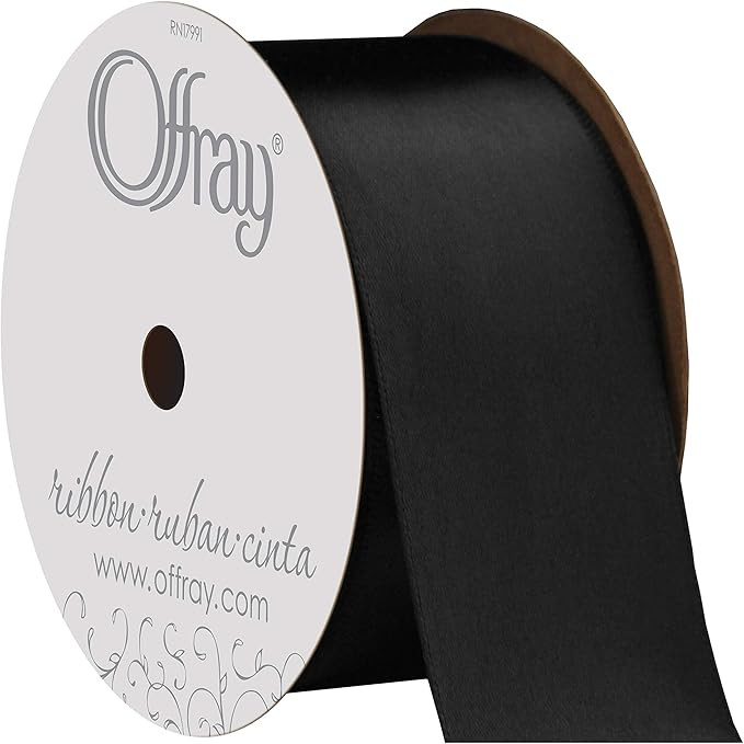 C.R. Gibson 072080 1.5" Wide Single Face Satin Ribbon, Black, 4 Yds | Amazon (US)