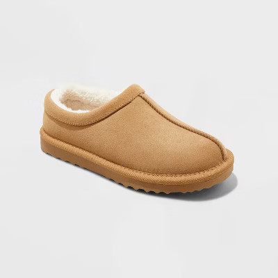 Kids' Nola Faux Suede Clog Slippers - Cat & Jack™ Brown 2: Indoor/Outdoor, Cushioned Footbed, Slip-On, Medium Width | Target