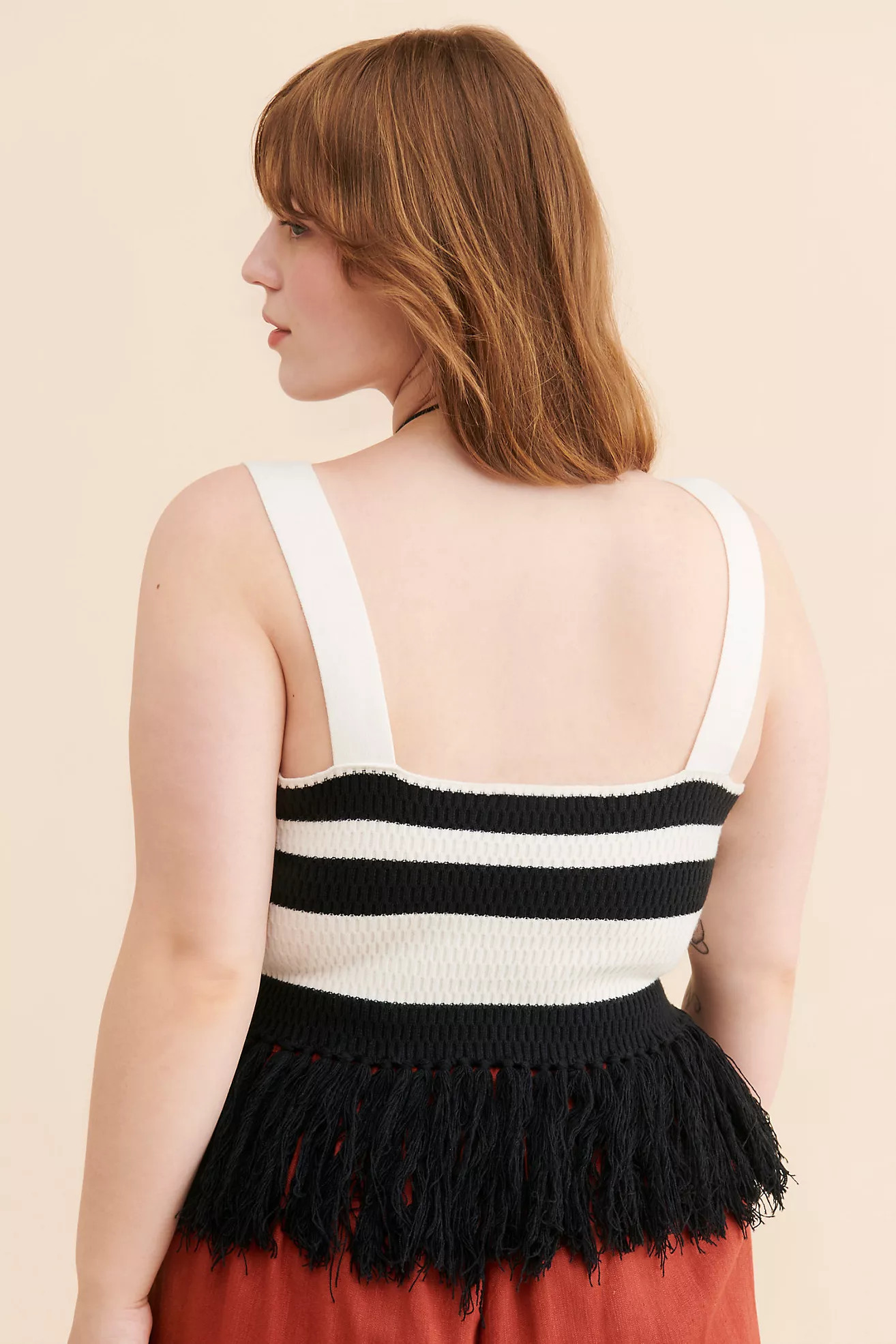 Eloquii Striped Knitted Fringe Hem Tank | Anthropologie (US)