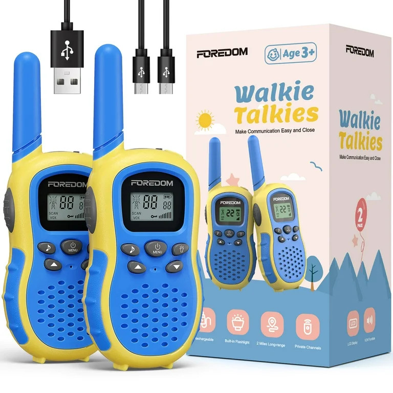 FOREDOM FD666 Rechargeable Walkie Talkies for Kids with Long Range, Flashlight - 2 Pack | Walmart (US)