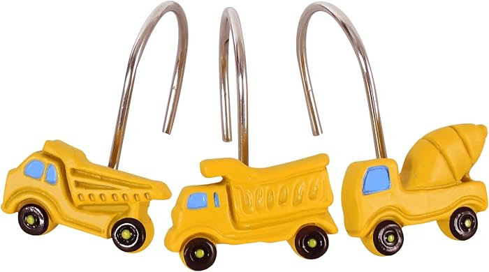 12 Pieces Truck Construction Shower Curtain Hooks Rings, Car Tractor Decorative Shower Hooks for ... | Amazon (US)