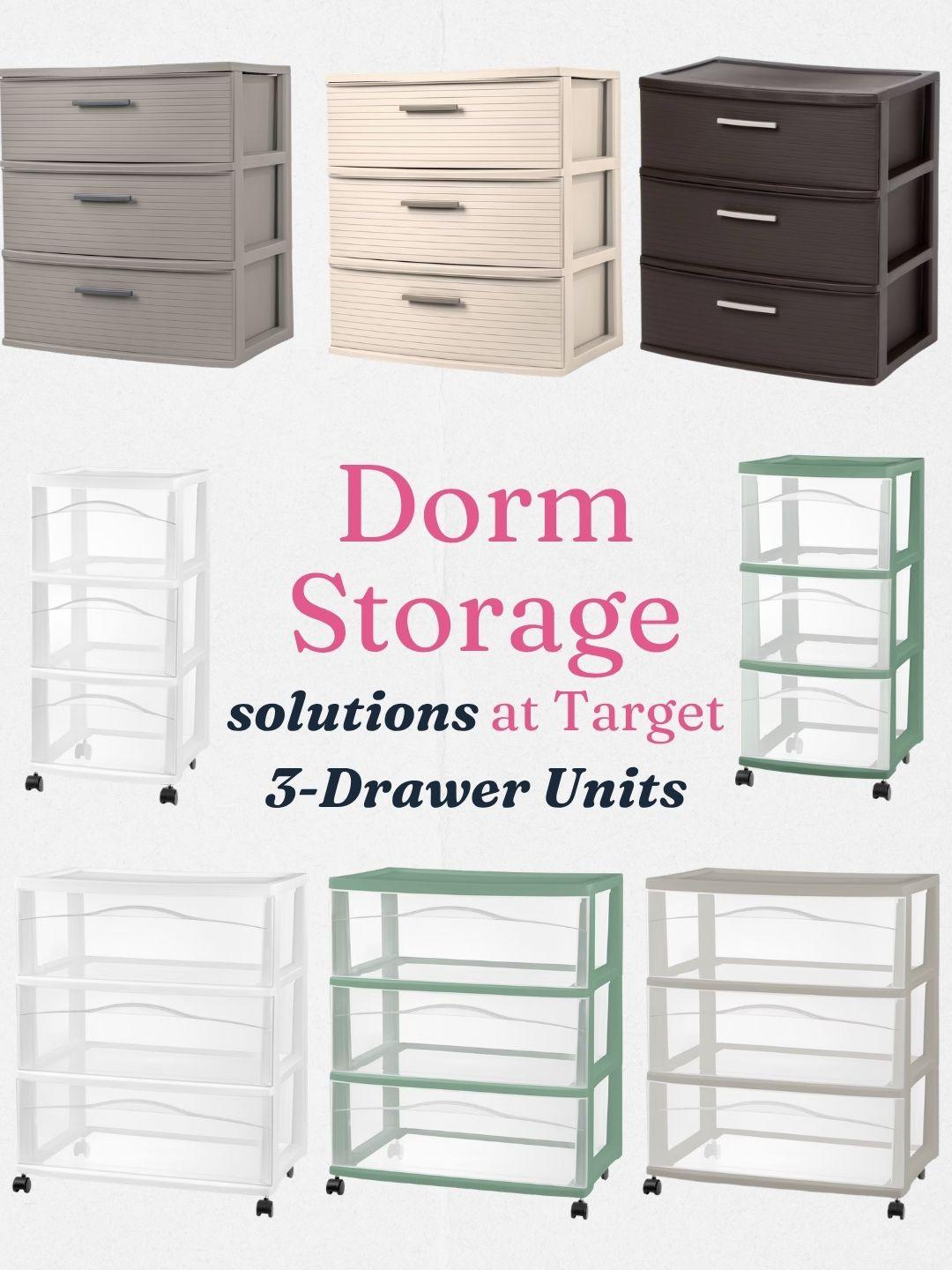 3-Drawer storage units are perfect to tuck under semi-lofted dorm beds, but there are so many more things you can do with them! Zip-tie the rolling carts together to make a rotating storage unit, stack them to make a tall storage unit or take them apart to fit under a bed that's not lofted. So many choices! These are our picks from Target. 

 #LTKHome