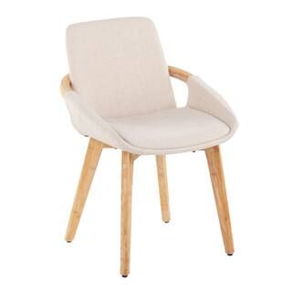 Lumisource Cosmo Cream Fabric and Natural Wood Dining Side Chair CH-COSMO NACR | The Home Depot
