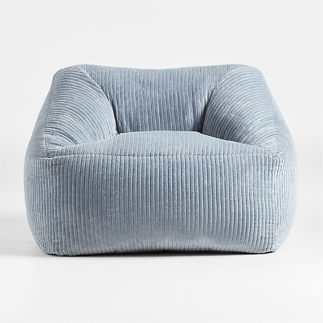 Smoke Blue Velvet Corduroy Kids Lounge Chair + Reviews | Crate & Kids | Crate & Barrel