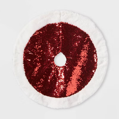 Mini 18" Sequin Christmas Tree Skirt Silver & Red - Wondershop™ | Target