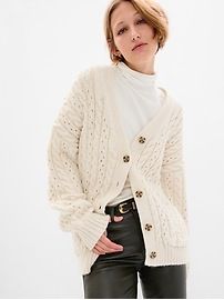 Recycled Cable-Knit Pointelle Cardigan | Gap (CA)