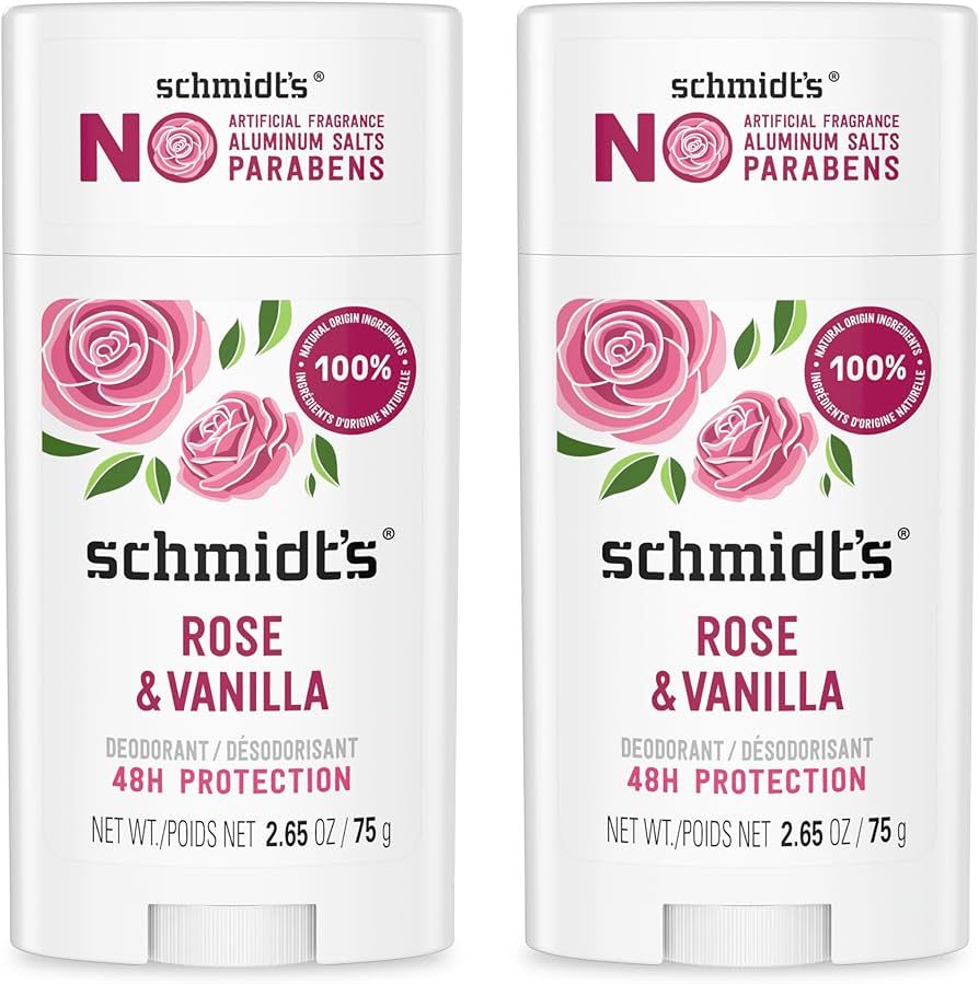 Schmidt's Aluminum-Free Vegan Deodorant Rose & Vanilla with 24 Hour Odor Protection 2 Count for W... | Amazon (US)